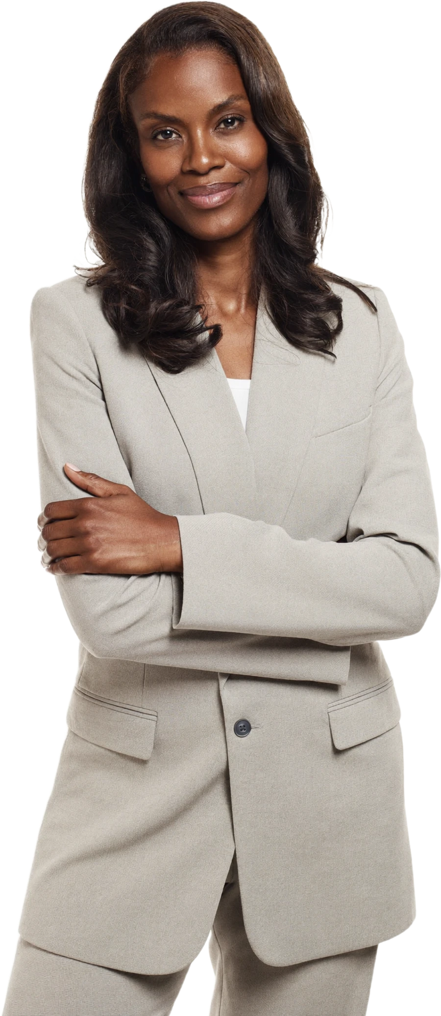 Revenue cycle specialist standing with her arms folded
